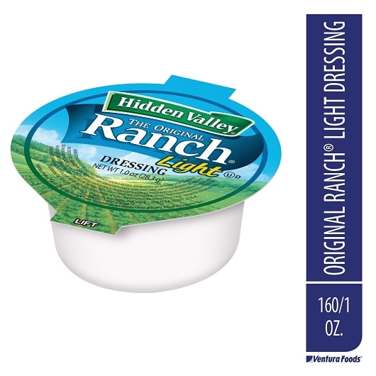 Hidden Valley Original Light Ranch Dressing Single Serve Cups, 160 x 1 oz Case - Condiments & Sauces