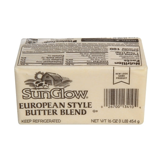 Sun Glow Margarine European Style No Trans Fat Butter Blend, 36 x 1 lb Case - Cheese & Dairy