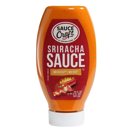 Sauce Craft Sriracha Sauce Plastic Squeeze, 6 x 18 fl oz Case - Condiments & Sauces