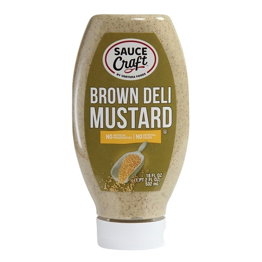 Sauce Craft Brown Deli Mustard Squeeze Bottle, 6 x 18 oz Case - Condiments & Sauces