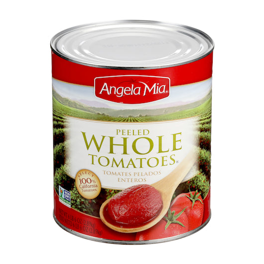 Angela Mia Tomato Whole Peeled #10 Can, 6 x 102 oz Case - Fruit & Sides