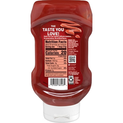 Hunts Tomato Ketchup Bottle Squeeze Bottle, 12 x 20 oz Case - Condiments & Sauces