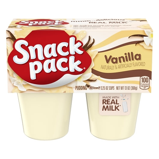Snack Pack Snack Pak Vanilla Pudding, 12 x 13 oz Case - Bakery & Desserts