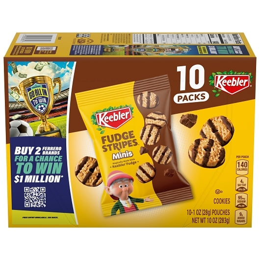Keebler Fudge Mini Stripe Cookies Multipack, 4 x 10 oz Case - Bakery & Desserts