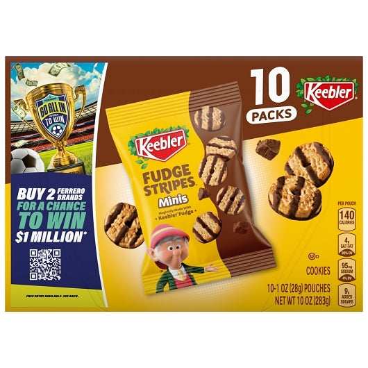 Keebler Fudge Mini Stripe Cookies Multipack, 4 x 10 oz Case - Bakery & Desserts - image 2