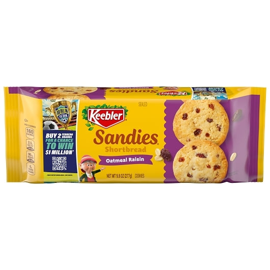 Keebler Sandies Oatmeal Raisin Cookies, Pantry Pack, 12 x 9.8 oz Case - Bakery & Desserts