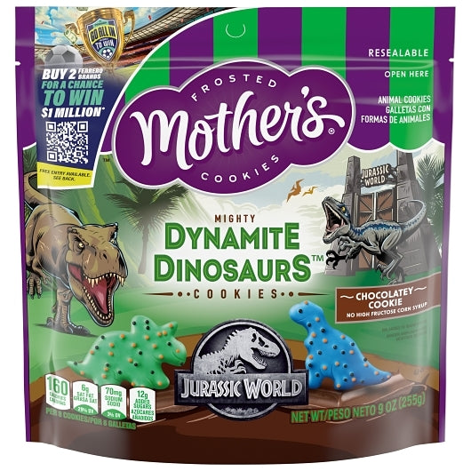 Mother's Dynamite Dinosaurs Cookies, Jurassic World, 12 x 9 oz Case - Bakery & Desserts