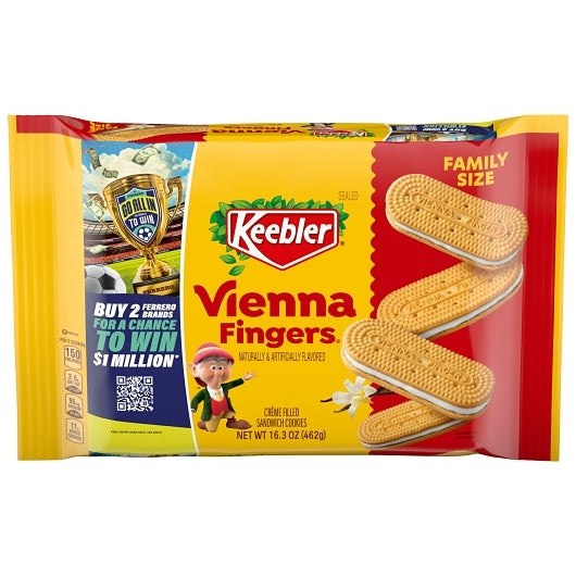 Keebler Vanilla Cream Sandwich Vienna Fingers, 12 x 16.3 oz Case - Bakery & Desserts