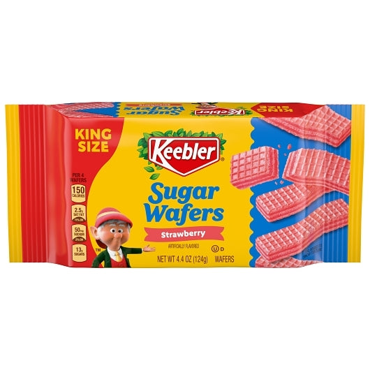 Keebler Sugar Wafers Strawberry, King Size, 9 x 4.4 oz Case - Bakery & Desserts