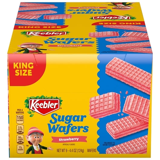 Keebler Sugar Wafers Strawberry, King Size, 9 x 4.4 oz Case - Bakery & Desserts - image 2