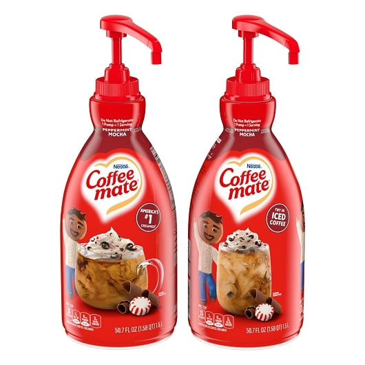 Coffee Mate Peppermint Mocha Pump Creamer, 2 x 1.58 QT Case - Coffee & Tea
