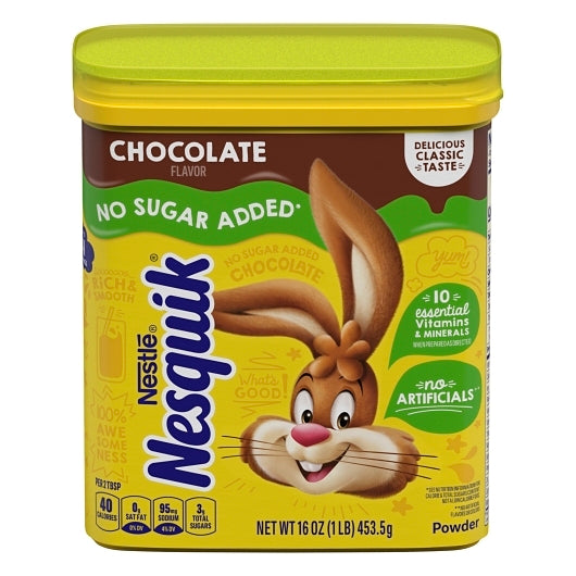 Nesquik Milk Flavoring Sugar Free Chocolate Powder, 6 x 16 oz Case - Beverages