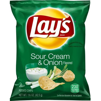 Lay's Sour Cream & Onion Potato Chips, 64 x 1.5 oz Case - Snacks