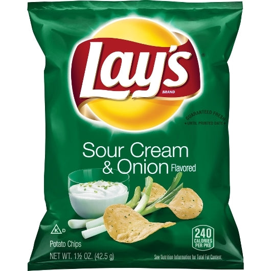 Lay's Sour Cream & Onion Potato Chips, 64 x 1.5 oz Case - DOT product image 2