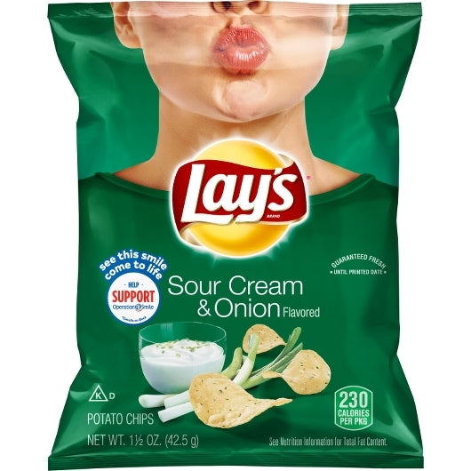 Lay's Sour Cream & Onion Potato Chips, 64 x 1.5 oz Case - DOT product image 4