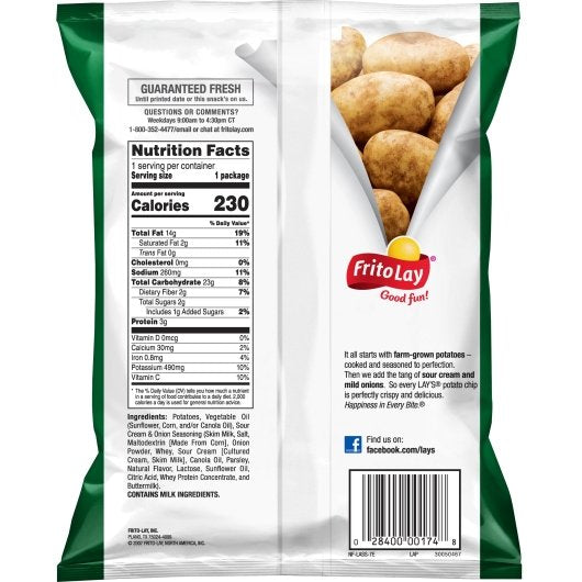 Lay's Sour Cream & Onion Potato Chips, 64 x 1.5 oz Case - DOT product image 5