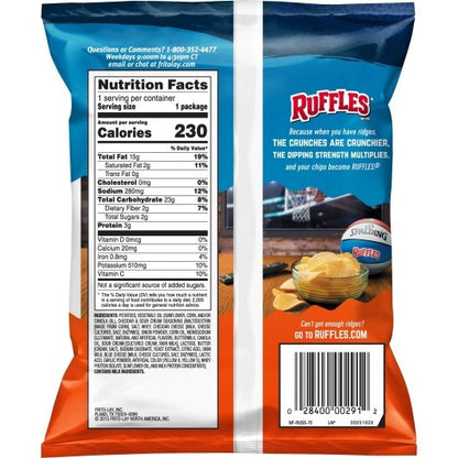 Ruffles Cheddar & Sour Cream Single Serve Potato Chips, 64 x 1.5 oz Case - DOT product image 3