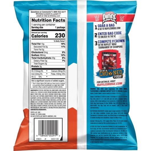 Ruffles Cheddar & Sour Cream Single Serve Potato Chips, 64 x 1.5 oz Case - DOT product image 4