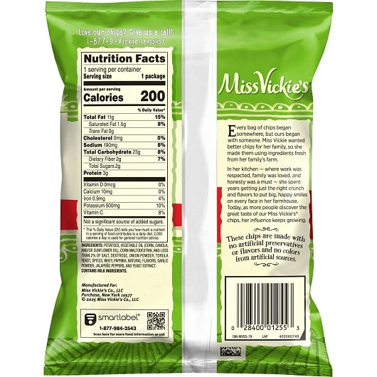 Miss Vickie's Jalapeno Kettle Cooked Potato Chips, 64 x 1.375 oz Case - DOT product image 3
