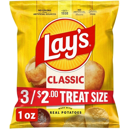 Lays Classic Potato Regular Potato Chips, 104 x 1 oz Case - Snacks