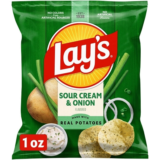 Lay's Sour Cream & Onion Potato Chips, 104 x 1 oz Case - Snacks