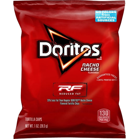 Doritos Nacho Reduced Fat Tortilla Chips, 72 x 1 oz Case - Snacks