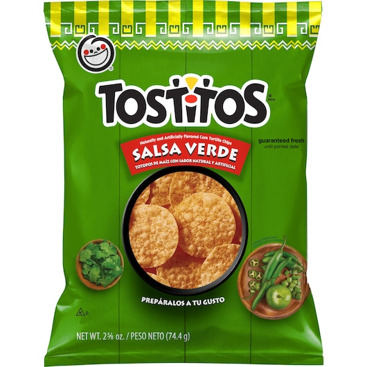 Tostitos Rounds Salsa Verde Tortilla Chips, 28 x 2.625 oz Case - Snacks