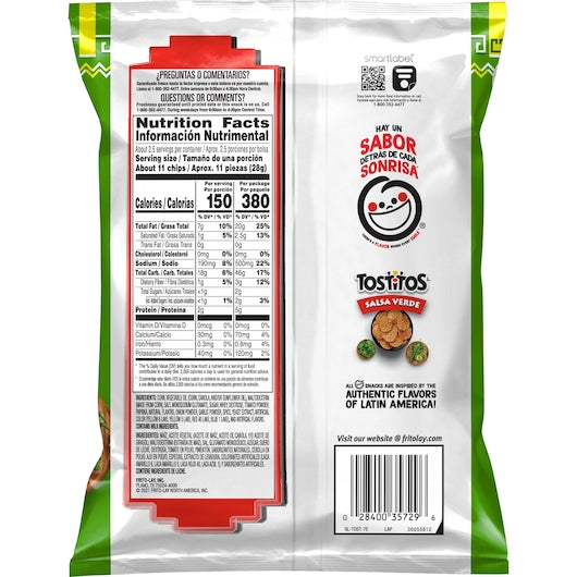 Tostitos Rounds Salsa Verde Tortilla Chips, 28 x 2.625 oz Case - Snacks - image 2