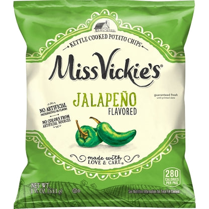 Miss Vickie's Jalapeno Kettle Cooked Potato Chips, 24 x 1.875 oz Case - Snacks