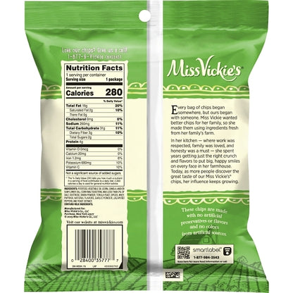 Miss Vickie's Jalapeno Kettle Cooked Potato Chips, 24 x 1.875 oz Case - DOT product image 8