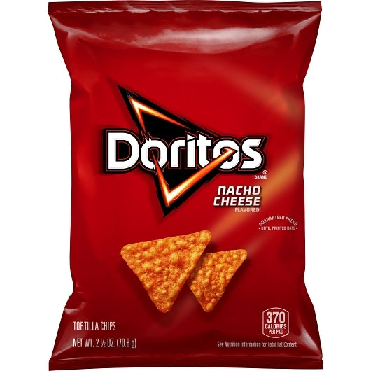 Doritos Nacho Cheese Tortilla Chips, 24 x 2.5 oz Case - Snacks