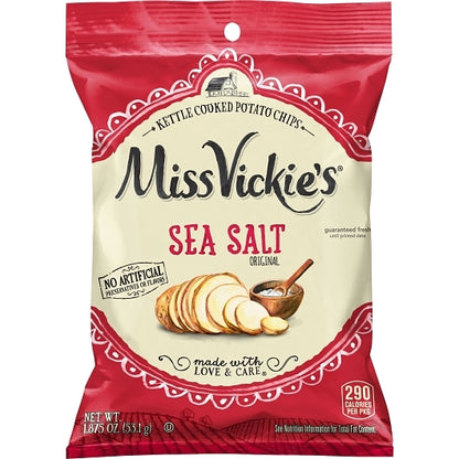 Miss Vickie's Sea Salt Kettle Cooked Potato Chips, 24 x 1.875 oz Case - Snacks