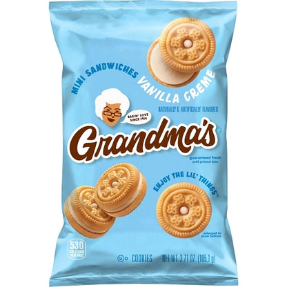 Grandma's Individually Wrapped Mini Vanilla Creme Cookies, 24 x 3.71 oz Case - Bakery & Desserts