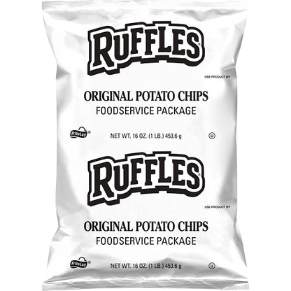 Ruffles Potato Chips Bulk, 8 x 16 oz Case - Snacks