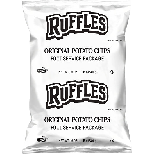 Ruffles Potato Chips Bulk, 8 x 16 oz Case - Snacks