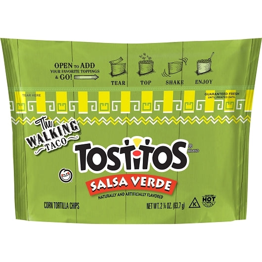 Tostitos Salsa Verde Tortilla Chip Walking Taco, 18 x 2.25 oz Case - Snacks