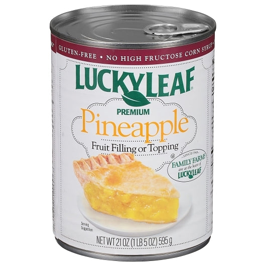Lucky Leaf Canned Premium Pineapple Pie Filling, 8 x 21 oz Case - Bakery & Desserts