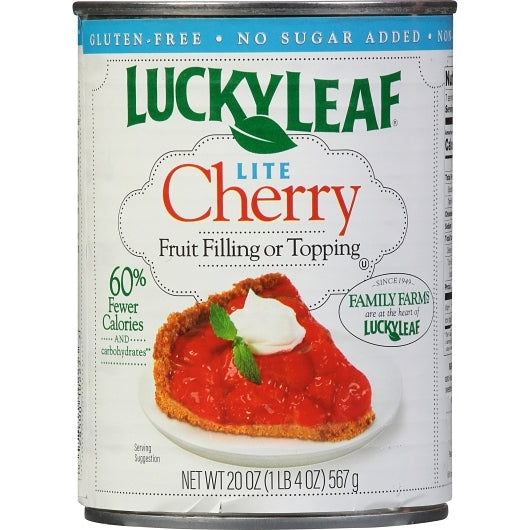 Lucky Leaf Pie Filling No Sugar Added Cherry, 8 x 20 oz Case - Bakery & Desserts