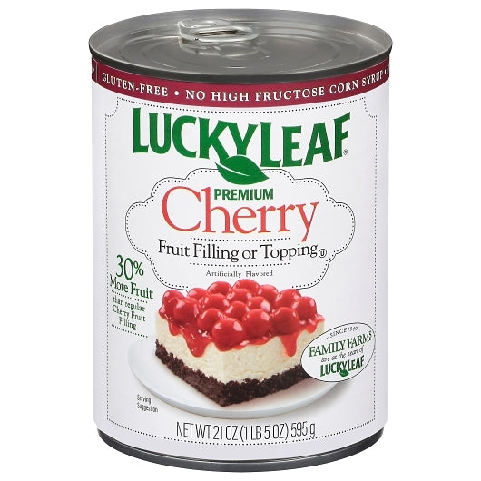 Lucky Leaf Pie Filling Premium Cherry, 8 x 21 oz Case - Fruit & Sides