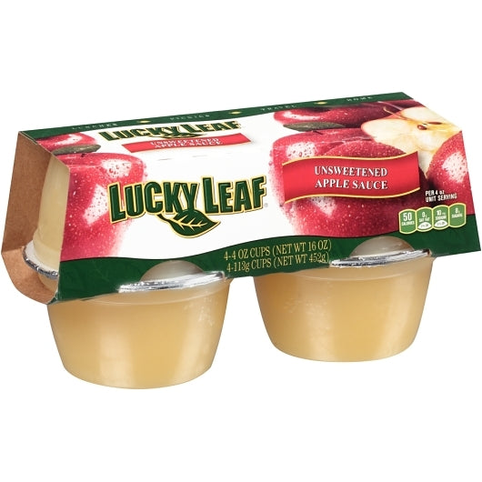 Lucky Leaf Unsweetened Applesauce, 12 x 16 oz Case - Dried Fruit & Fruit Snacks