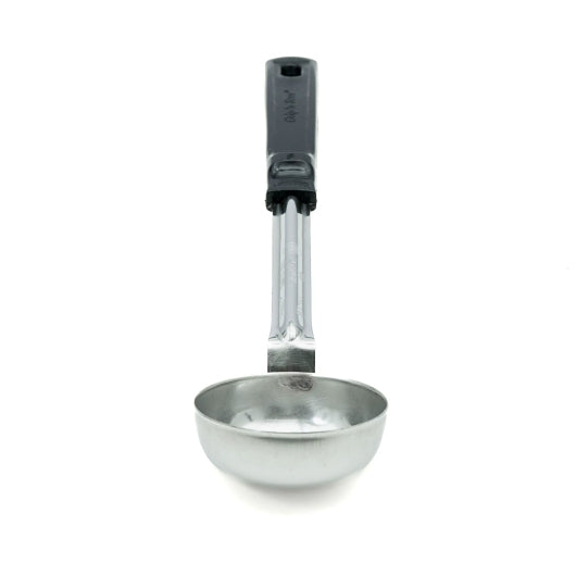 Vollrath 3 Ounce Grip & Serve Black Handle Solid Spoodle, 1 x 1 each Case - Kitchen Equipment