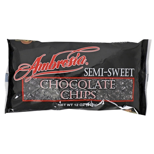 Ambrosia Chocolate Semisweet Chips, 12 x 12 oz Case - Pantry Ingredients