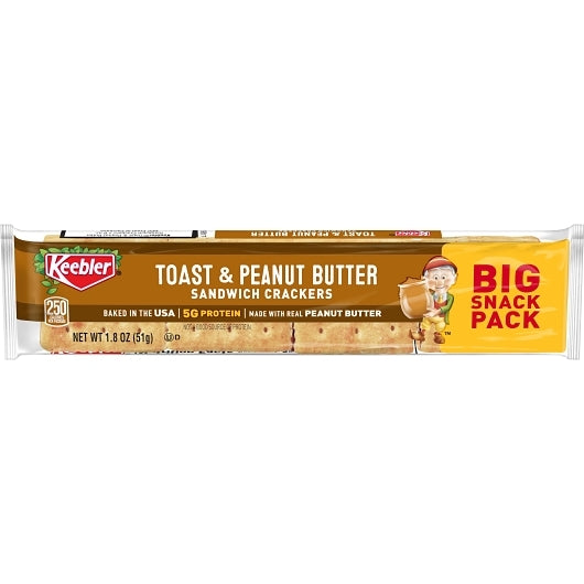 Kellogg's Keebler Kings Blend Toasted & Peanut Butter Cracker, 12 x 12 x 1.8 oz Case - Crackers & Grahams