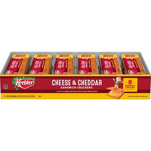 Kellogg's Keebler Cheese & Cheddar Sandwich Cracker, 12 x 12 x 1.8 oz Case - Crackers & Grahams