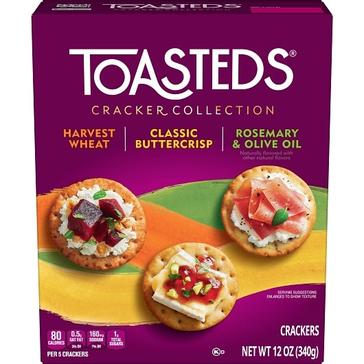 Keebler Toasteds Crackers Toasted Medley Crackers Party Pack, 12 x 12 oz Case - Crackers & Grahams