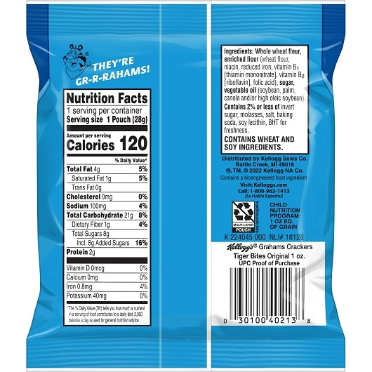 Keebler Elf Original Tiger Bites Original Graham Cracker Snacks, 150 x 1 oz Case - DOT product image 8