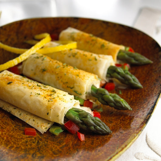 Cuisine Innovations Asparagus and Asiago Cheese Wrapped in Fillo - 100 per case. - DOT product image 2