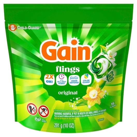 Gain Original Laundry Detergent Liquid Pods, 6 x 15 ct Case - Cleaners & Sanitizers