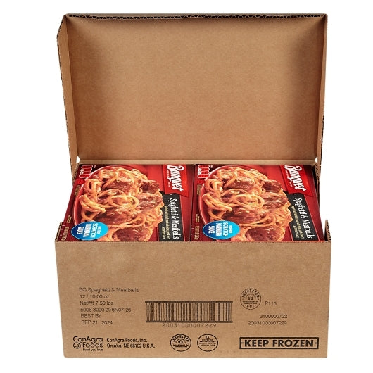 Banquet Classic Spaghetti And Meatballs, 12 x 10 oz Case - GS1 open-case image