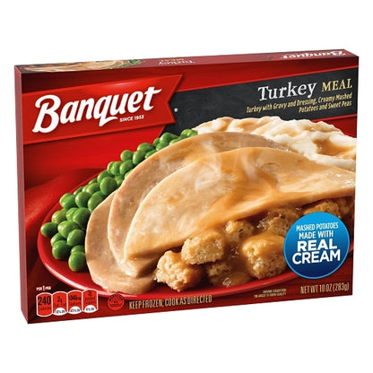 Banquet Turkey with Gravy Creamy Mashed Potatoes & Sweet Peas Meal, 12 x 10 oz Case - DOT product image 2